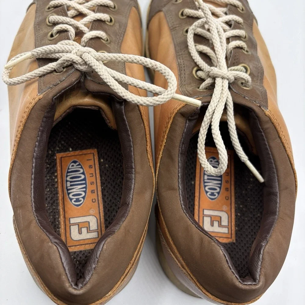Footjoy‎ Contour Golf Shoes Brown Leather Lace Up Shoes Mens Sz 11 M Spikeless